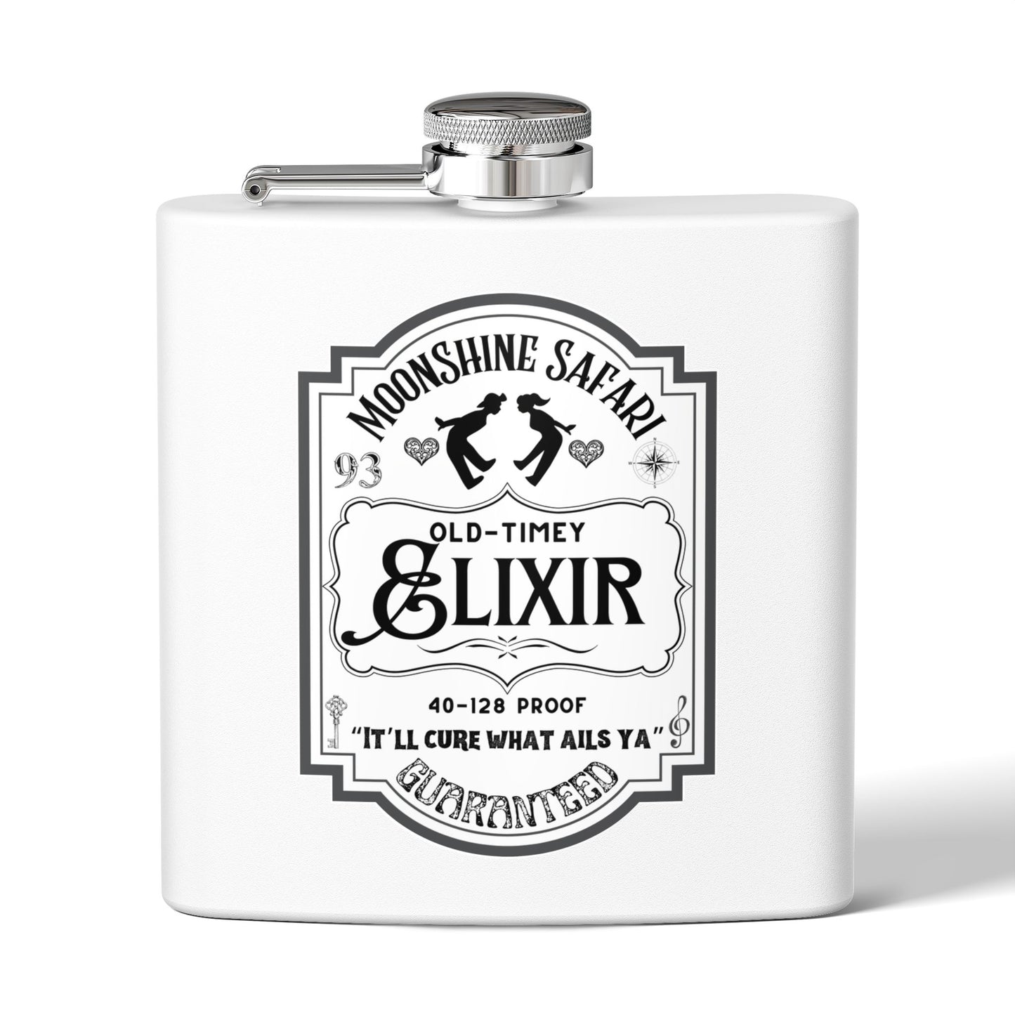 MoonShine Safari "Old-Timey Elixir" Stainless Steel Flask, 6oz