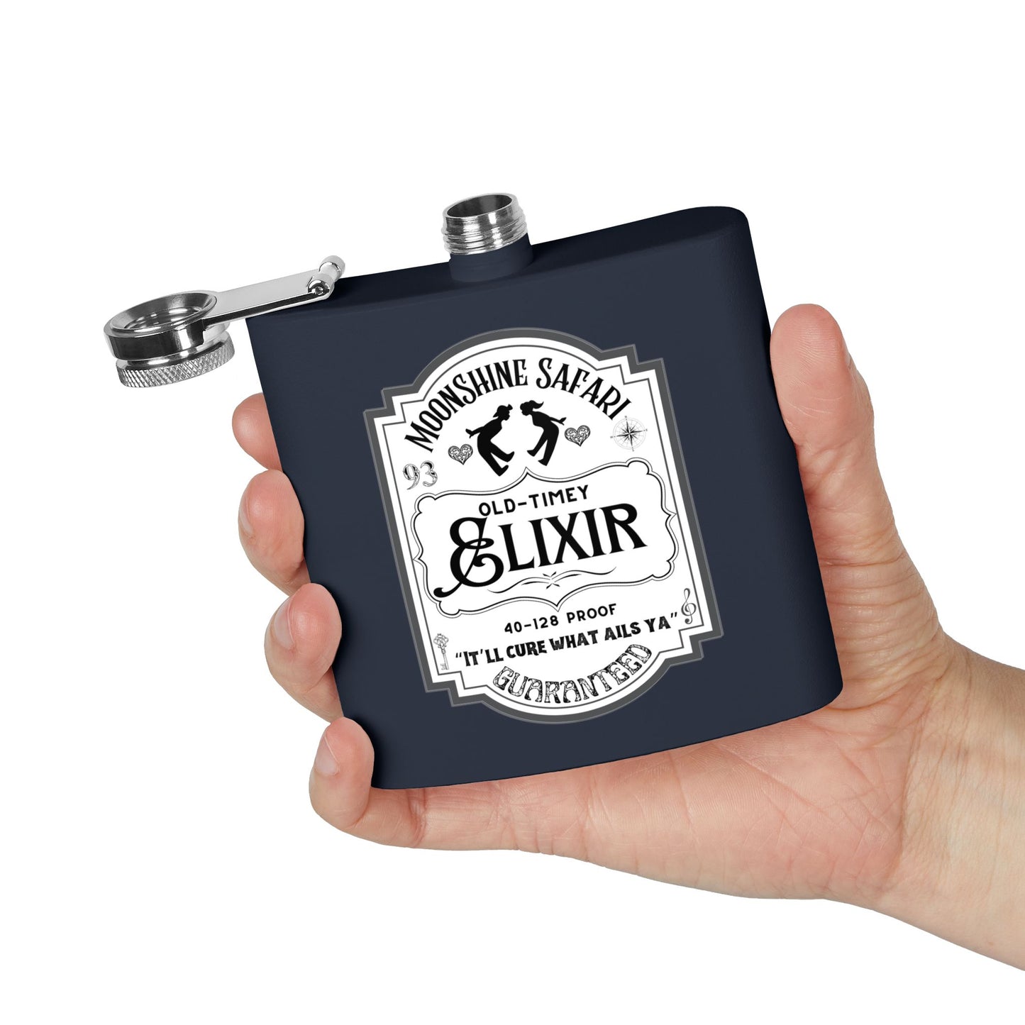 MoonShine Safari "Old-Timey Elixir" Stainless Steel Flask, 6oz