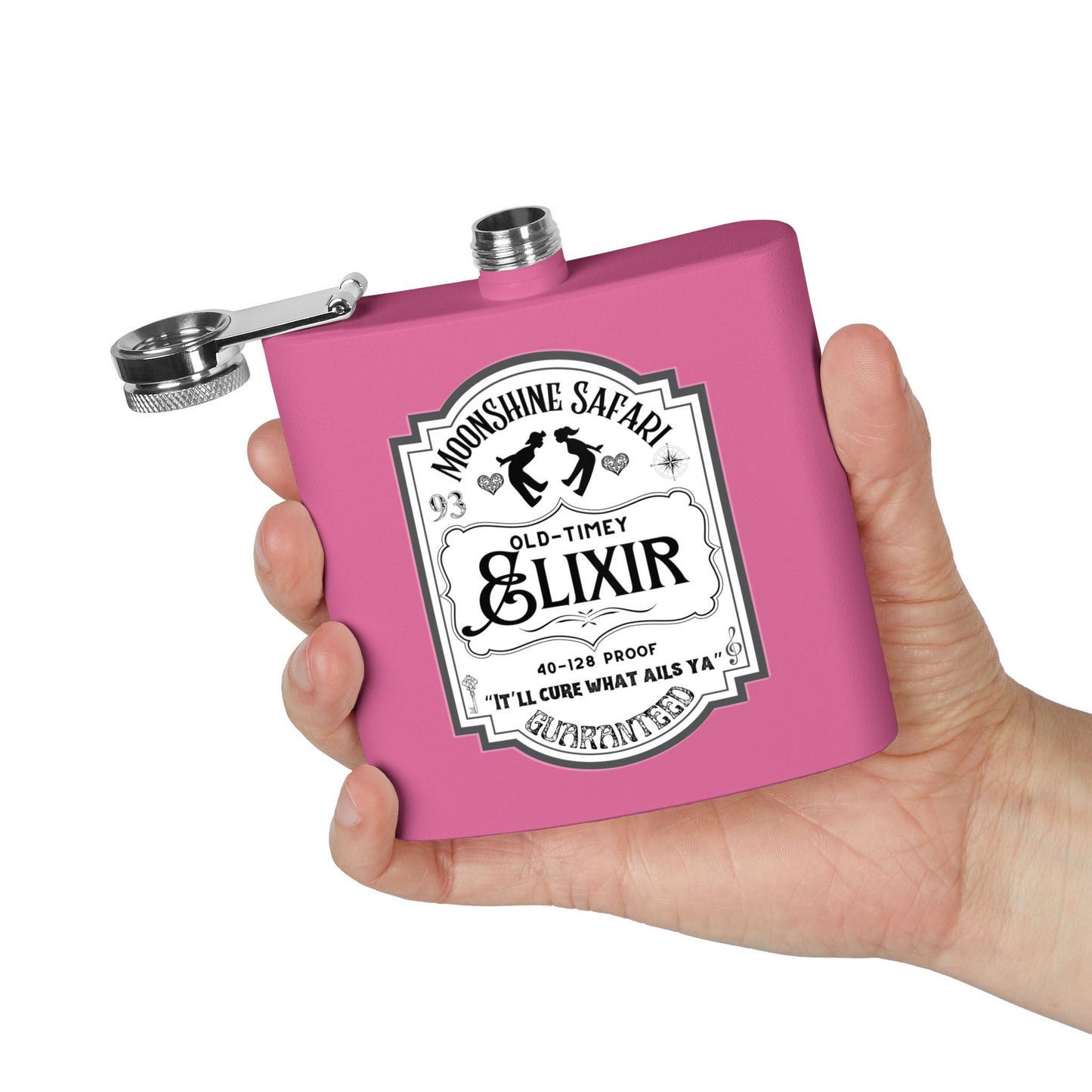 MoonShine Safari "Old-Timey Elixir" Stainless Steel Flask, 6oz