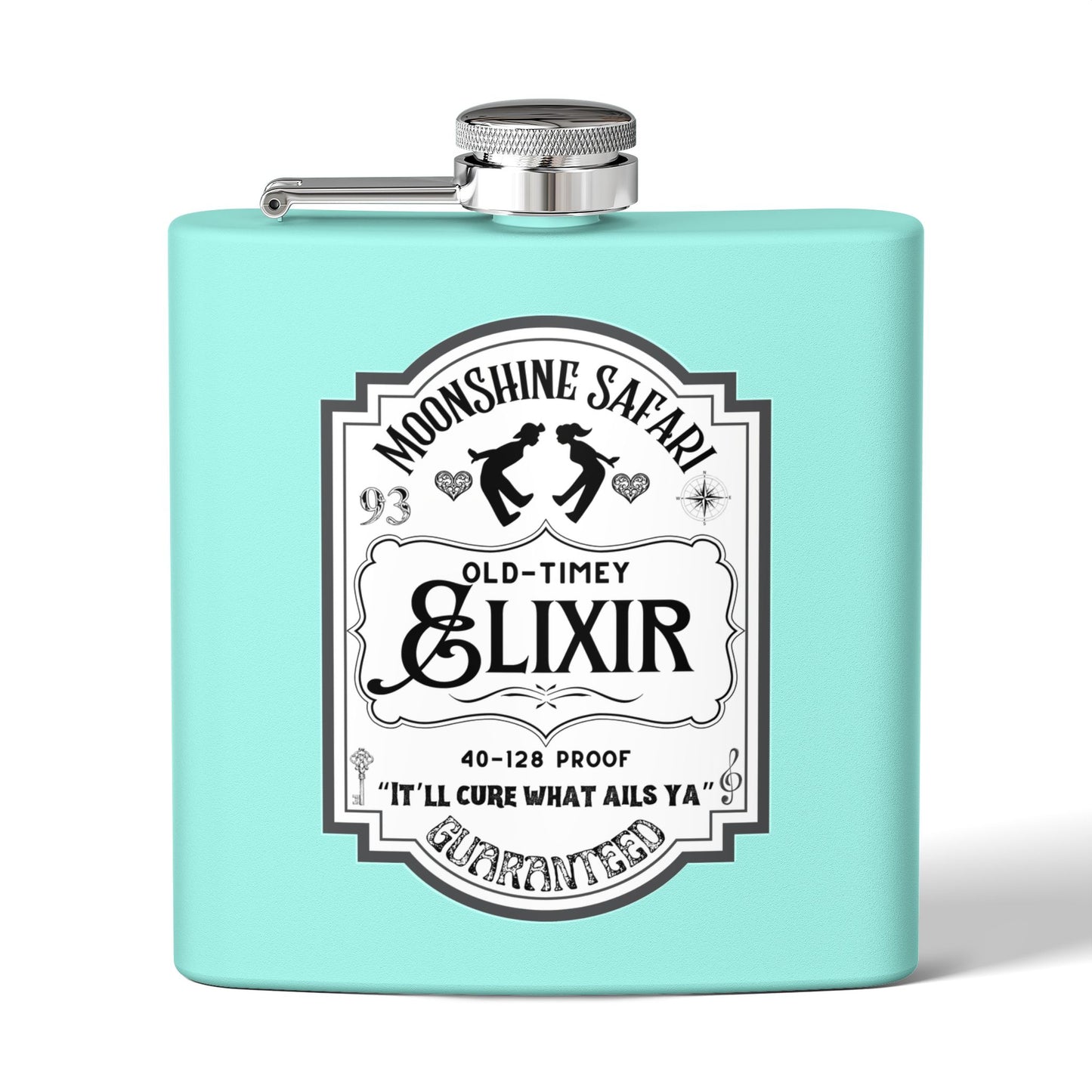 MoonShine Safari "Old-Timey Elixir" Stainless Steel Flask, 6oz