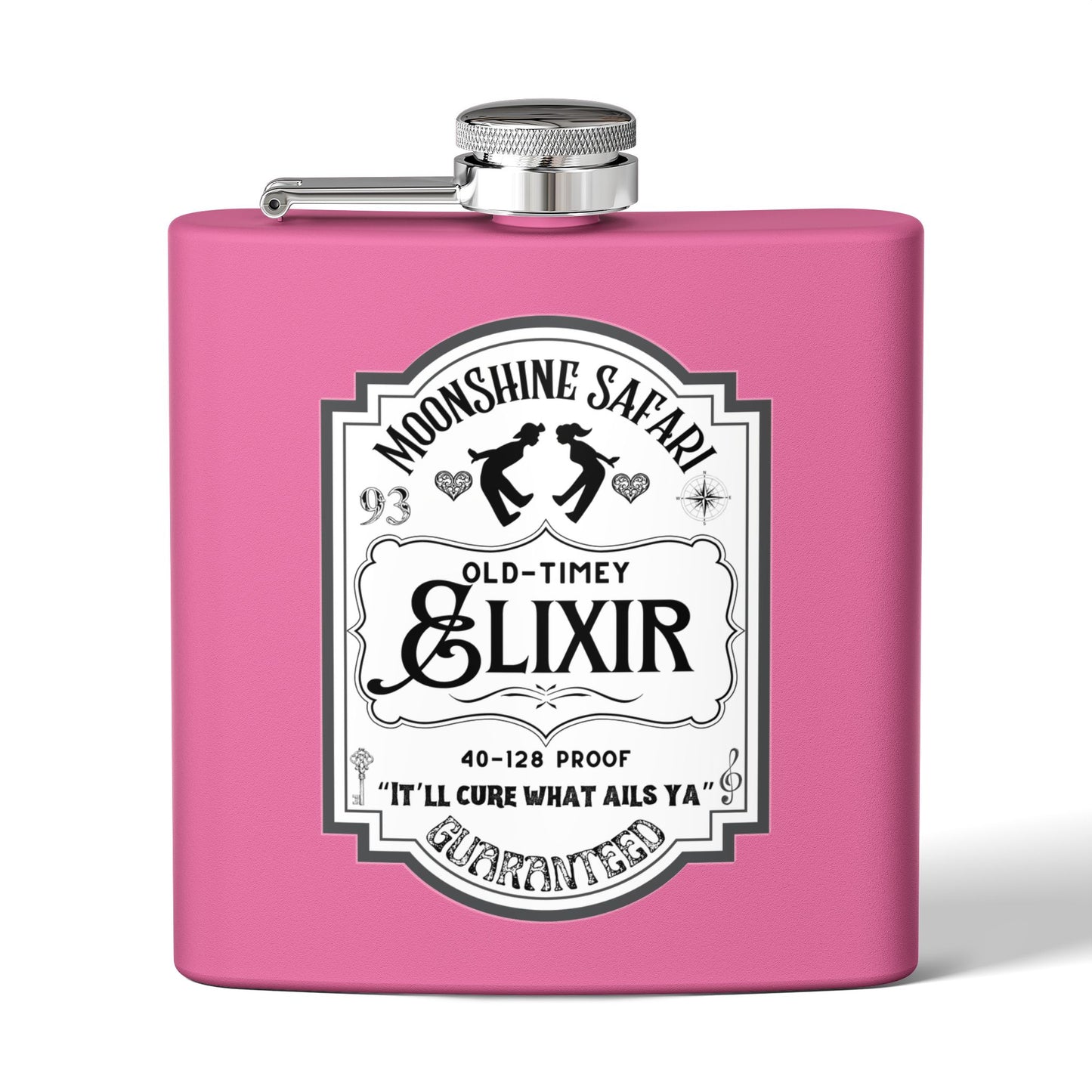 MoonShine Safari "Old-Timey Elixir" Stainless Steel Flask, 6oz