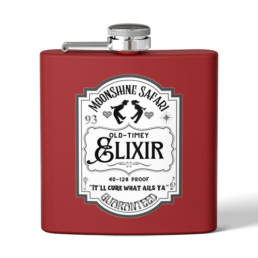 MoonShine Safari "Old-Timey Elixir" Stainless Steel Flask, 6oz