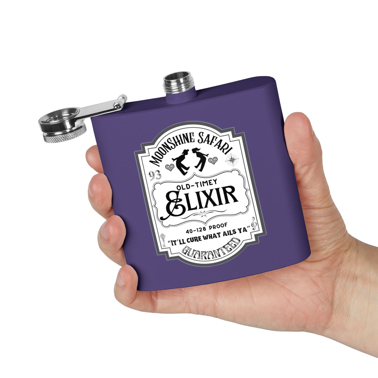 MoonShine Safari "Old-Timey Elixir" Stainless Steel Flask, 6oz