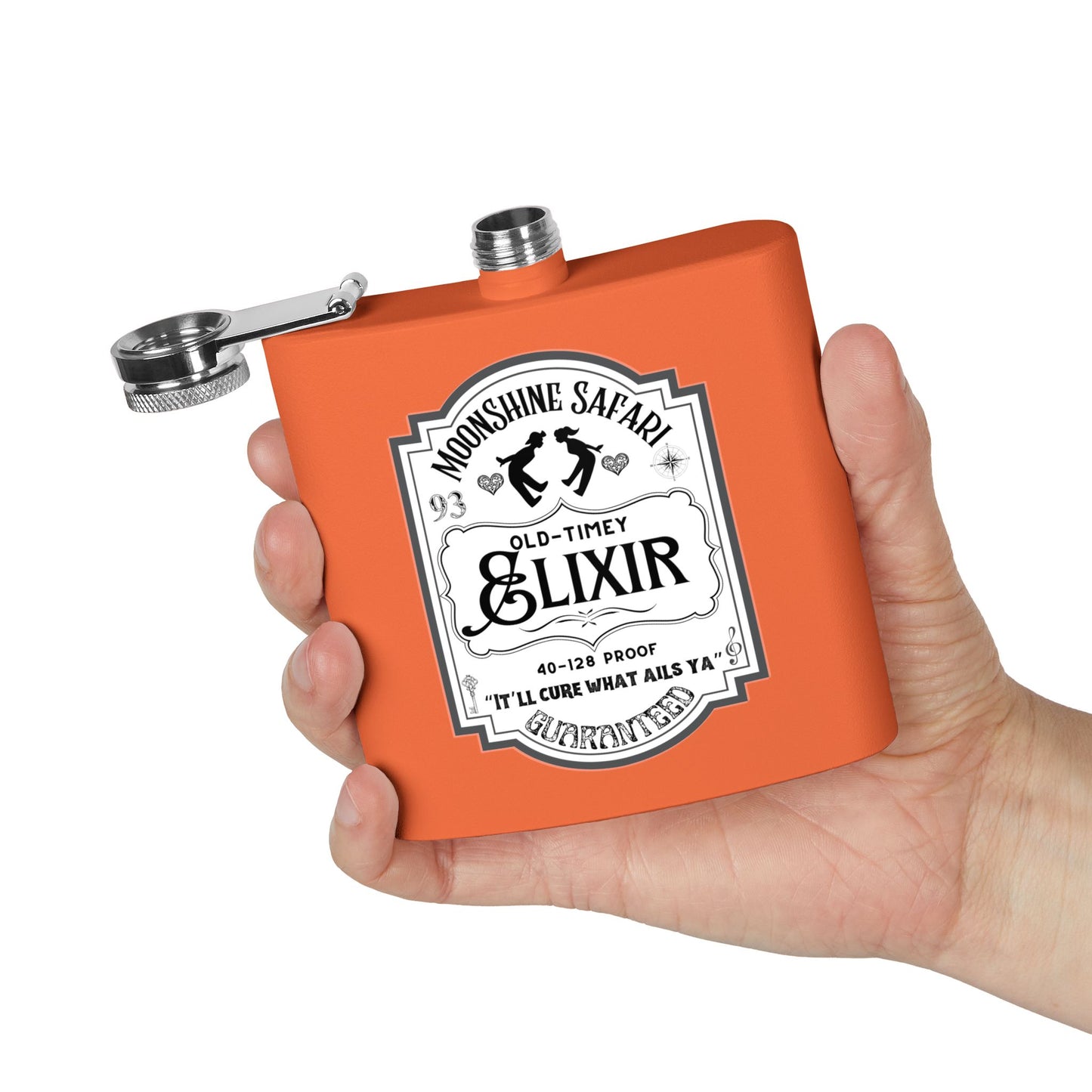 MoonShine Safari "Old-Timey Elixir" Stainless Steel Flask, 6oz