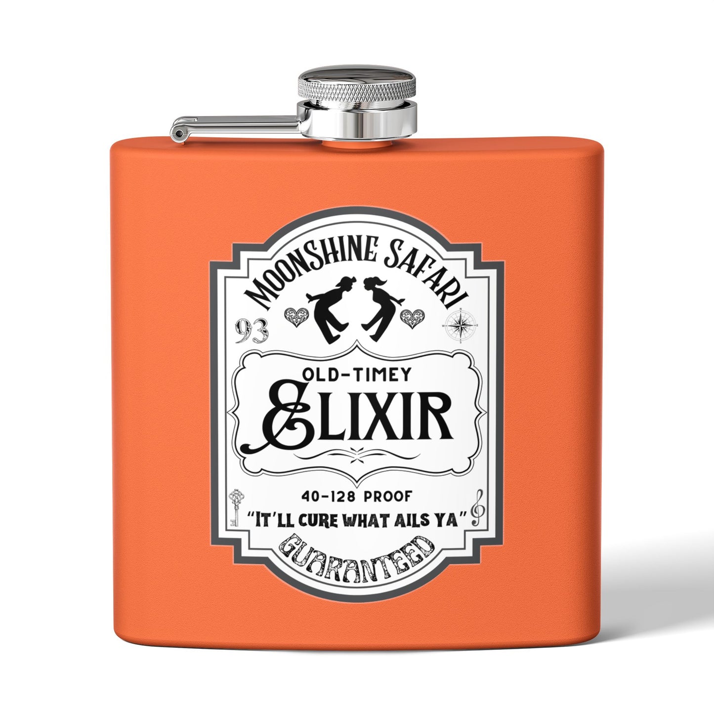 MoonShine Safari "Old-Timey Elixir" Stainless Steel Flask, 6oz