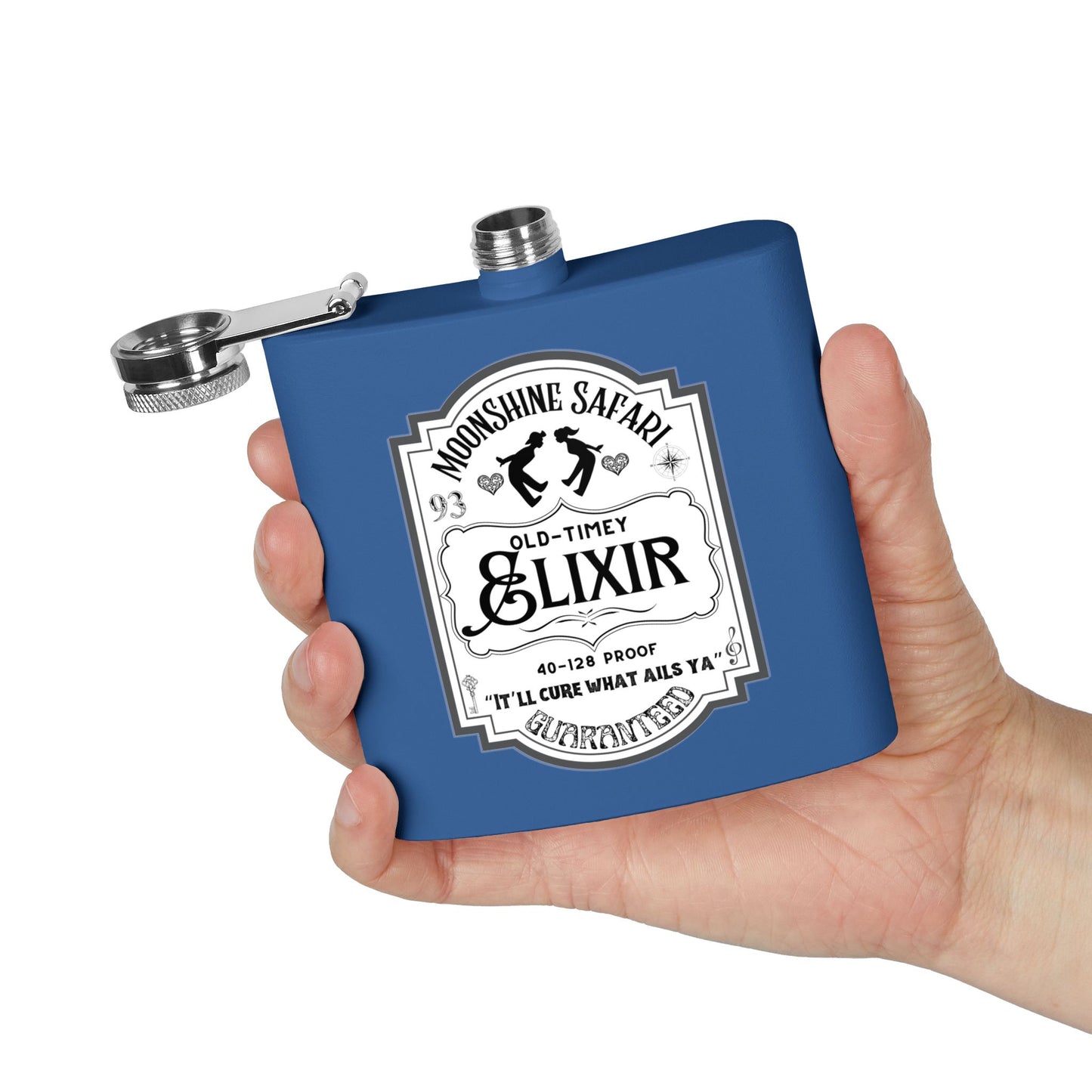 MoonShine Safari "Old-Timey Elixir" Stainless Steel Flask, 6oz