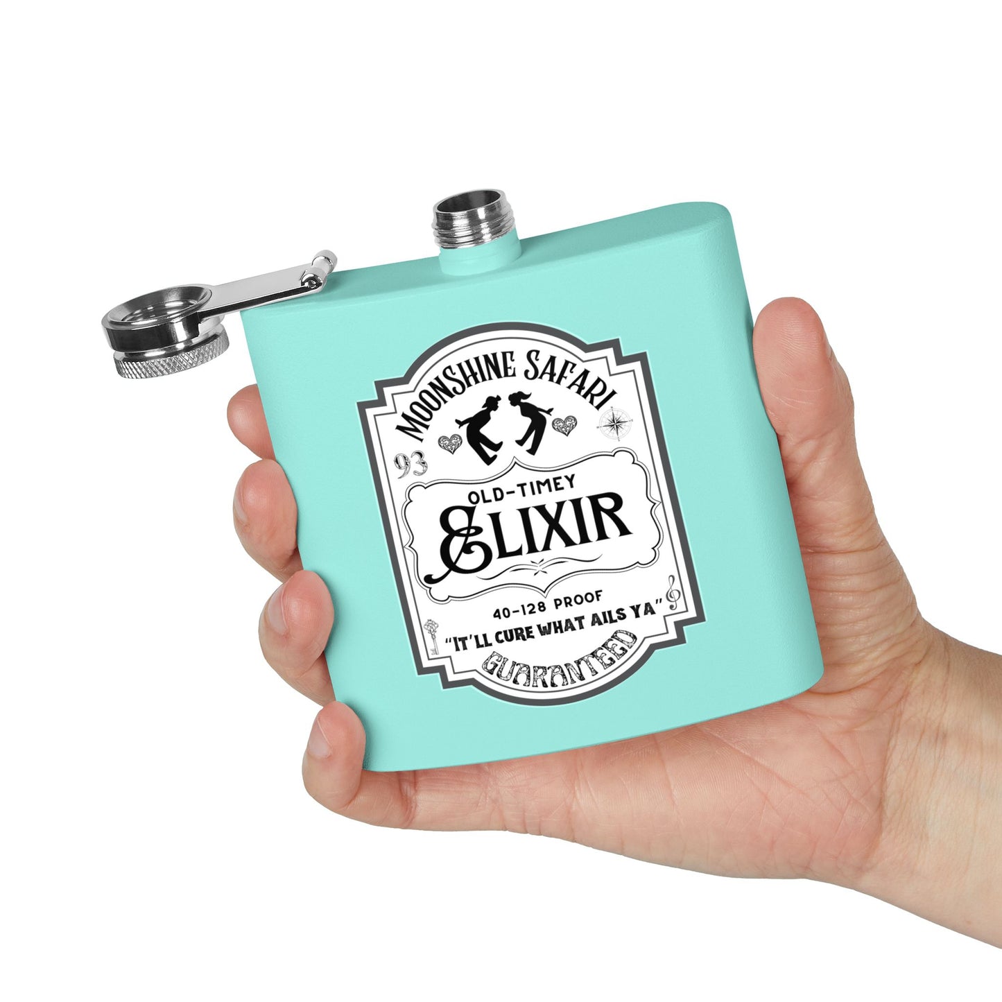 MoonShine Safari "Old-Timey Elixir" Stainless Steel Flask, 6oz