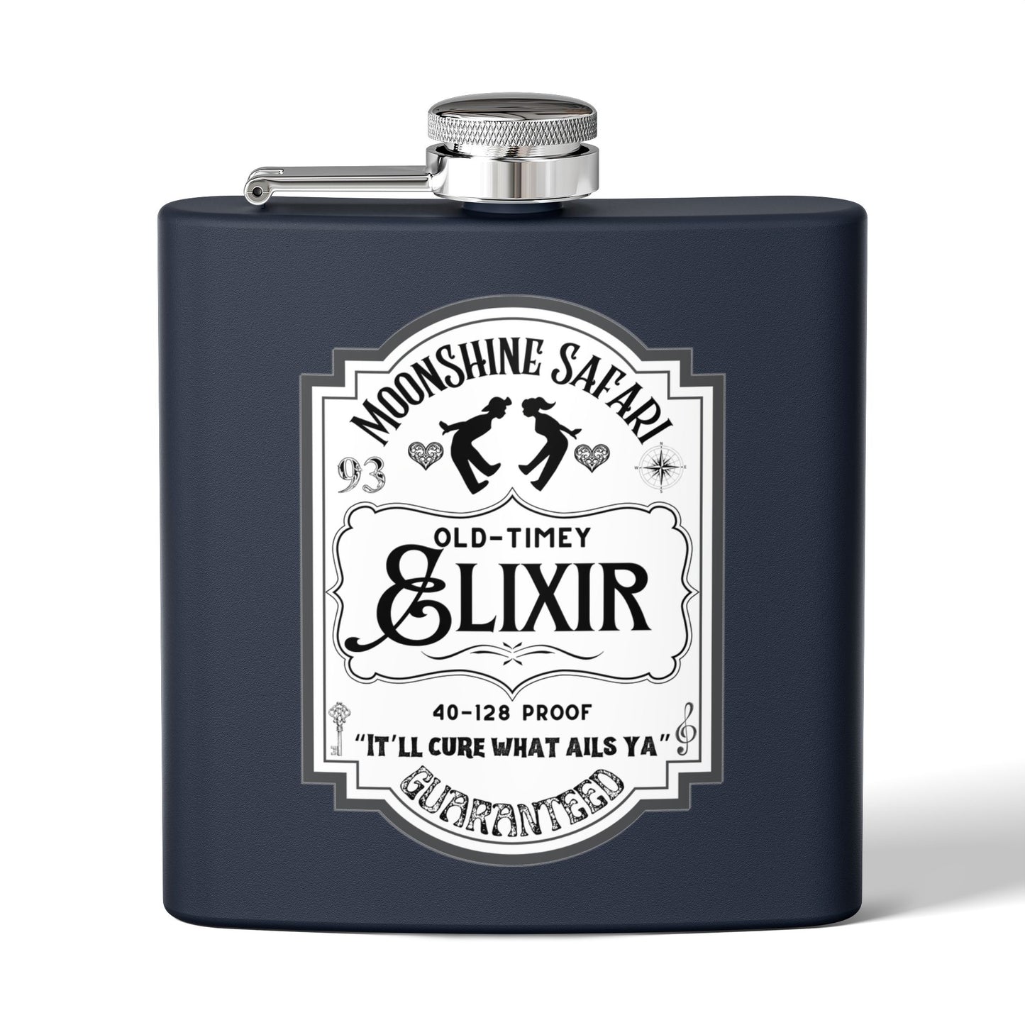MoonShine Safari "Old-Timey Elixir" Stainless Steel Flask, 6oz