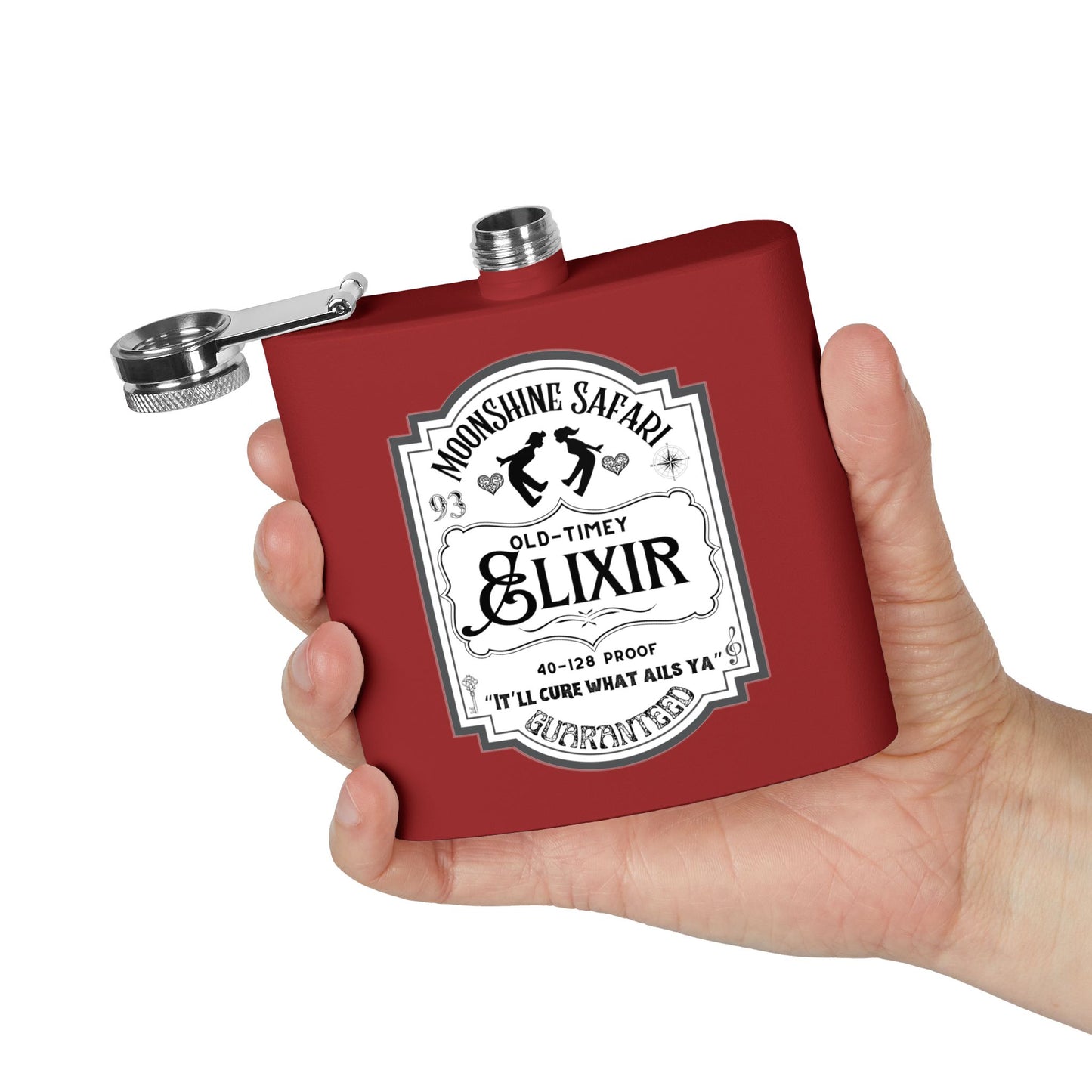 MoonShine Safari "Old-Timey Elixir" Stainless Steel Flask, 6oz