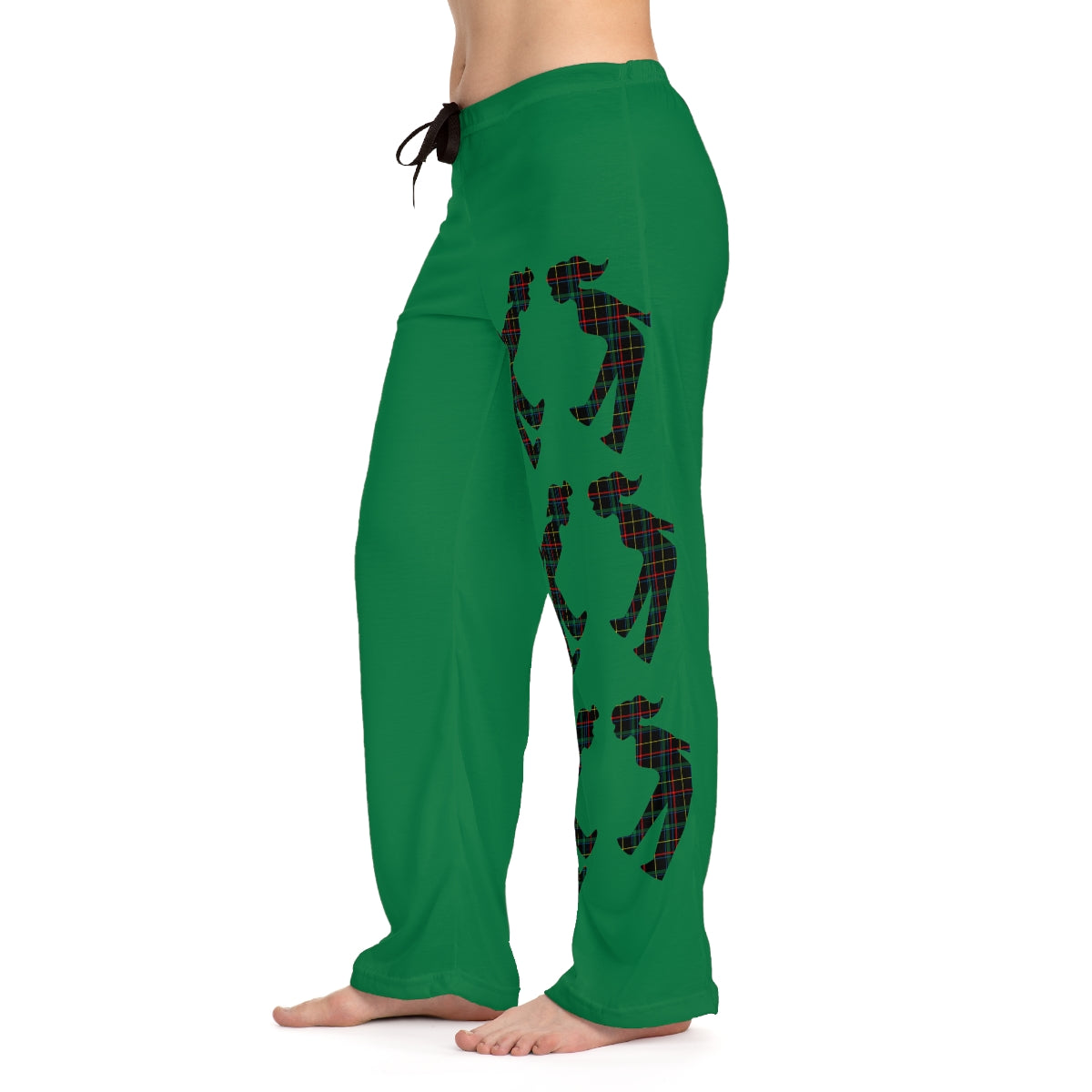 MoonShine Safari Plaid Green Women's Pajama Pants (AOP)