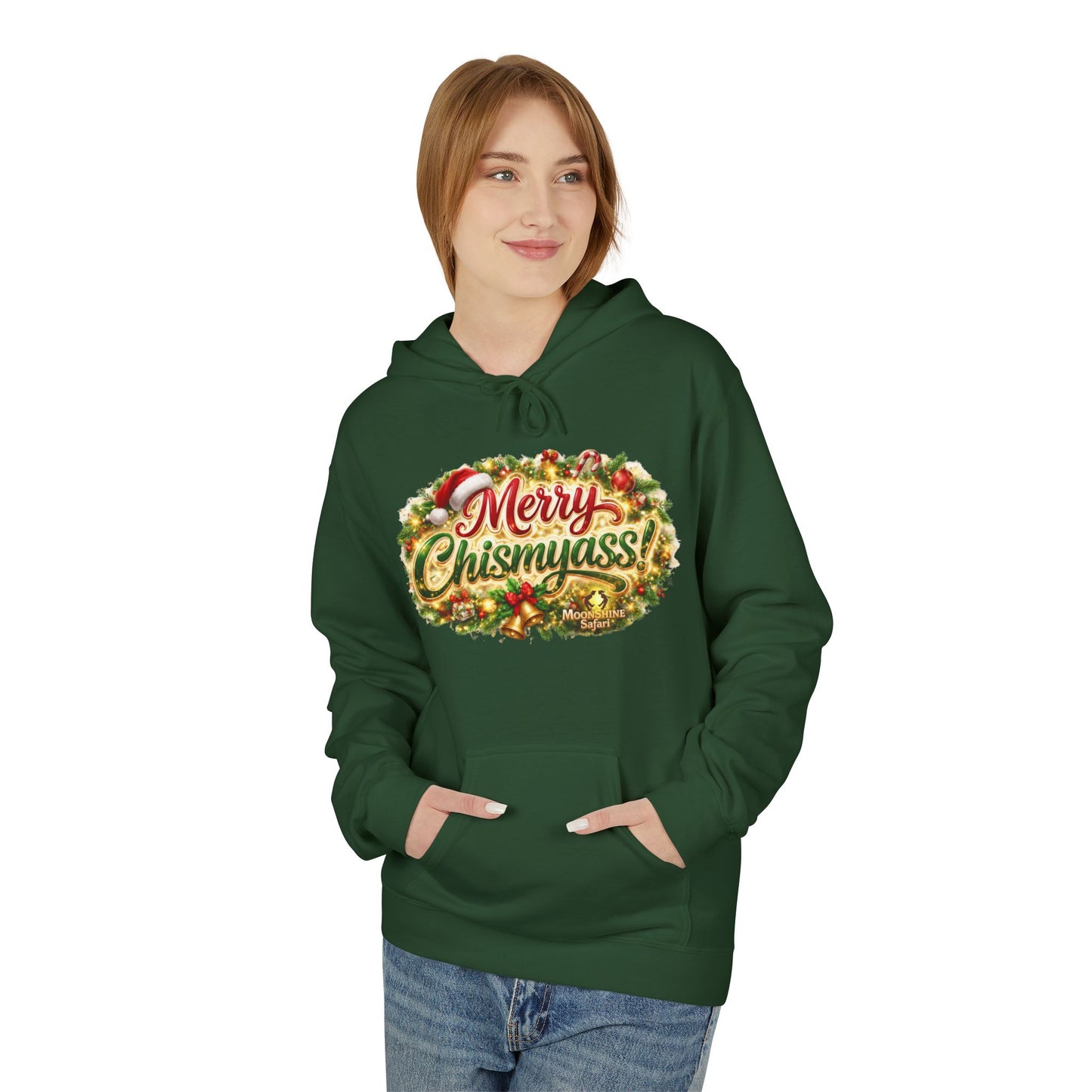 MoonShine Safari "Merry Chismyass!" Unisex Midweight Softstyle Fleece Hoodie