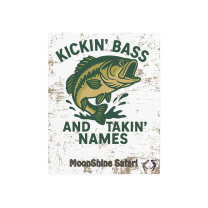 MoonShine Safari "Kickin' Bass and Takin' Names" Aluminum Art Sign 11 x 14