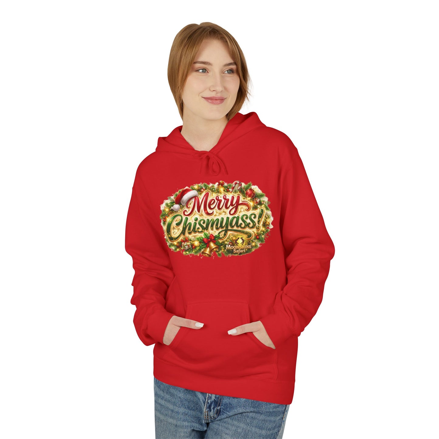 MoonShine Safari "Merry Chismyass!" Unisex Midweight Softstyle Fleece Hoodie