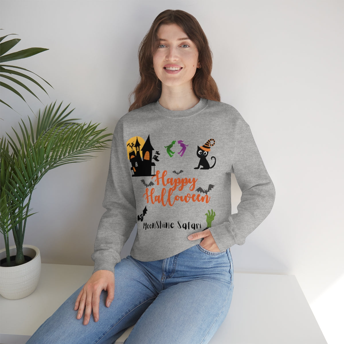 MoonShine Safari Halloween Unisex Heavy Blend™ Crewneck Sweatshirt