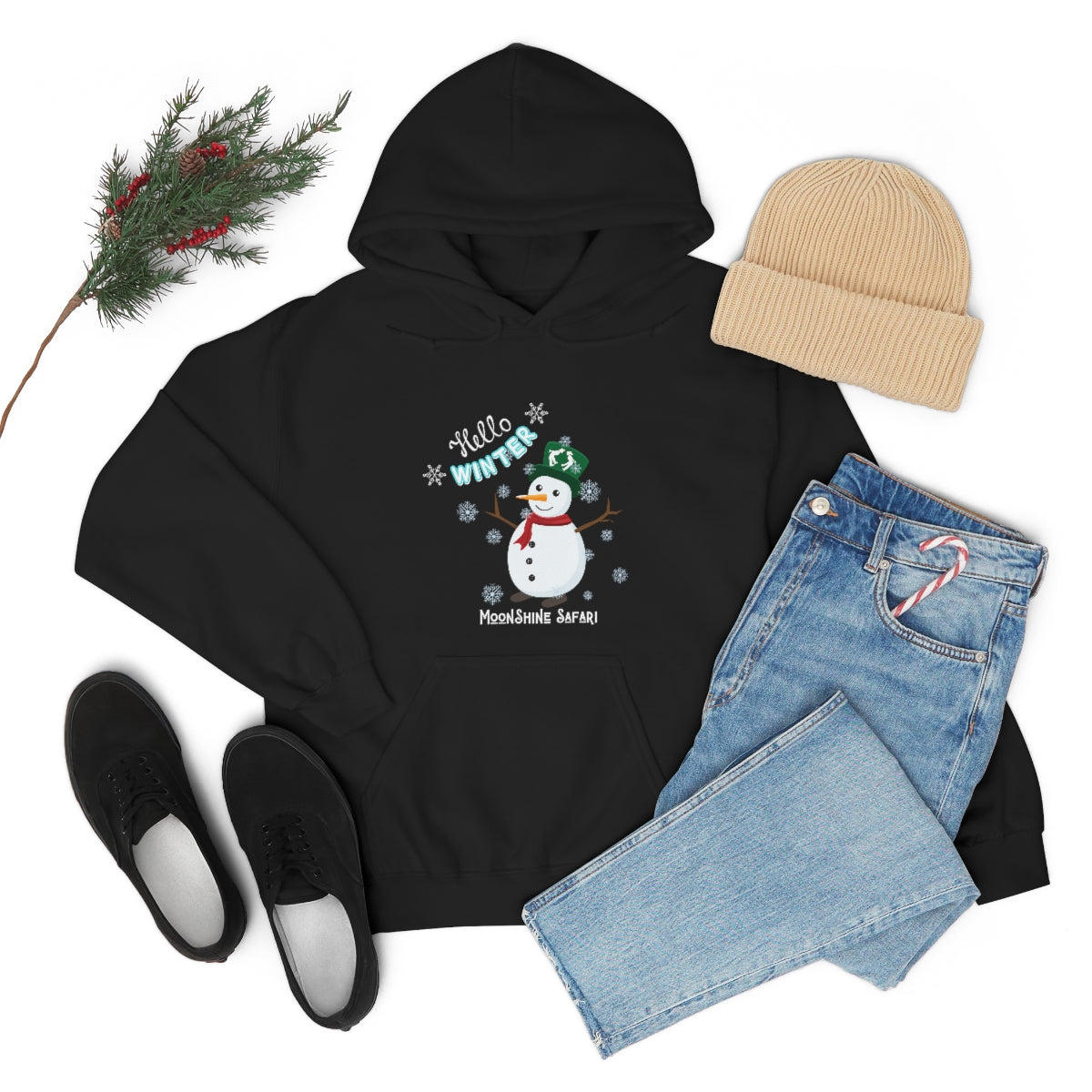 MoonShine Safari Winter Snowman Unisex Heavy Blend™ Hooded Sweatshirt