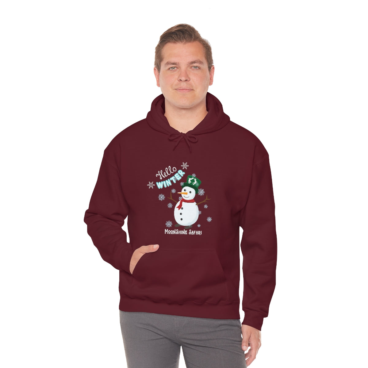 MoonShine Safari Winter Snowman Unisex Heavy Blend™ Hooded Sweatshirt